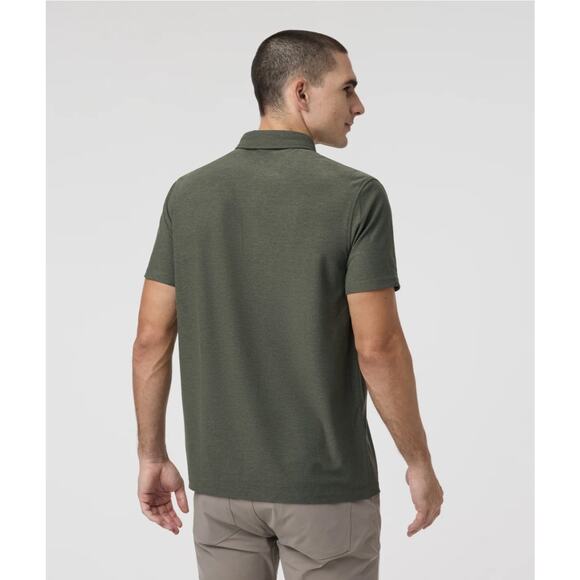Vuori Mens Short Sleeve Ace Button Down In Oregano Olive Green Sz L Sustainable - Picture 4 of 7